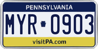 PA license plate MYR0903
