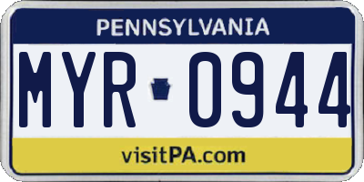 PA license plate MYR0944