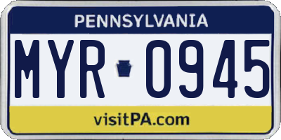 PA license plate MYR0945