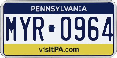 PA license plate MYR0964