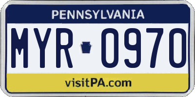 PA license plate MYR0970