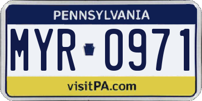 PA license plate MYR0971