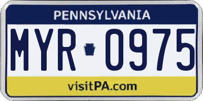 PA license plate MYR0975