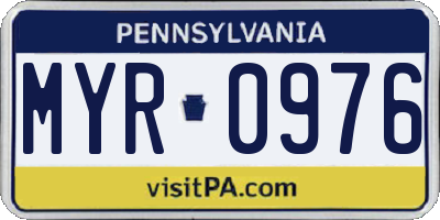 PA license plate MYR0976