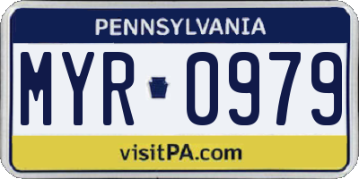 PA license plate MYR0979