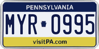 PA license plate MYR0995