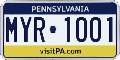 PA license plate MYR1001