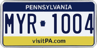 PA license plate MYR1004