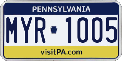 PA license plate MYR1005