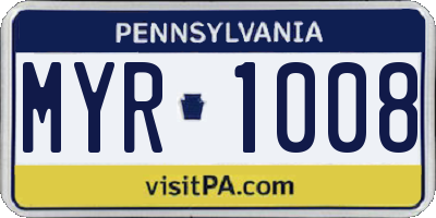 PA license plate MYR1008