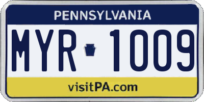 PA license plate MYR1009