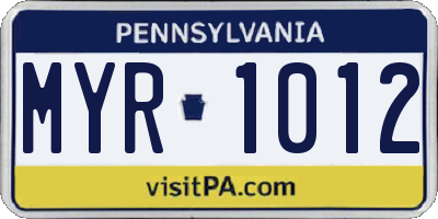 PA license plate MYR1012