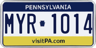 PA license plate MYR1014