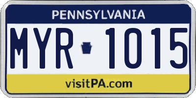 PA license plate MYR1015