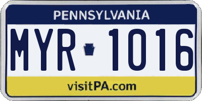 PA license plate MYR1016