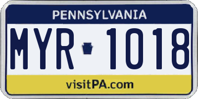 PA license plate MYR1018