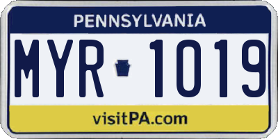 PA license plate MYR1019