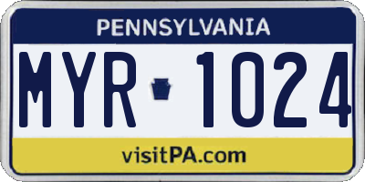 PA license plate MYR1024