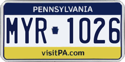PA license plate MYR1026