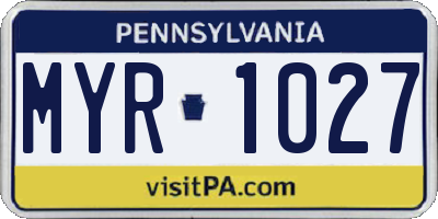 PA license plate MYR1027