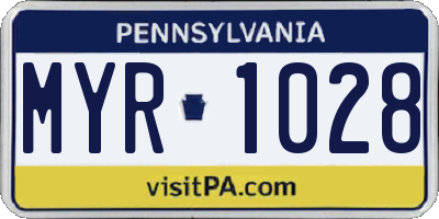 PA license plate MYR1028