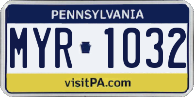 PA license plate MYR1032