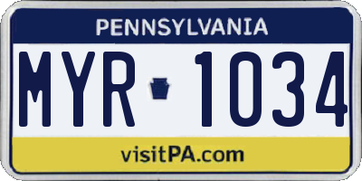 PA license plate MYR1034