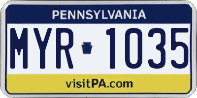 PA license plate MYR1035