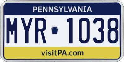 PA license plate MYR1038