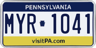 PA license plate MYR1041