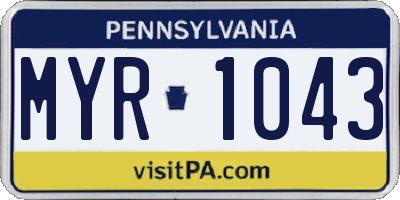 PA license plate MYR1043