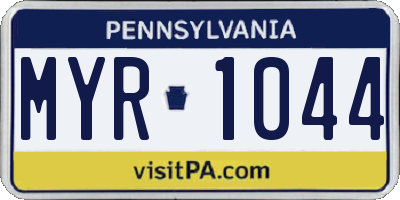 PA license plate MYR1044
