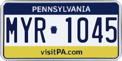 PA license plate MYR1045
