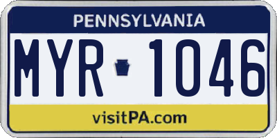 PA license plate MYR1046