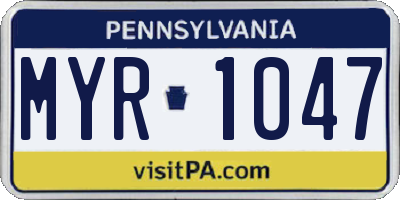 PA license plate MYR1047