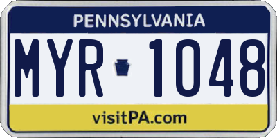 PA license plate MYR1048