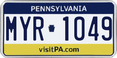 PA license plate MYR1049