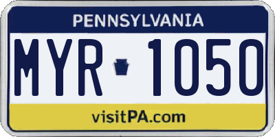 PA license plate MYR1050