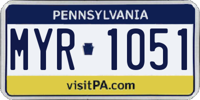 PA license plate MYR1051