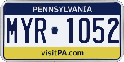 PA license plate MYR1052