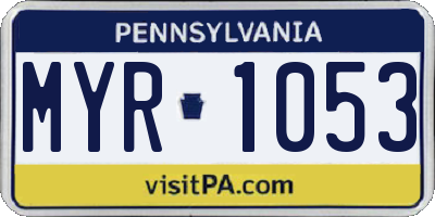 PA license plate MYR1053