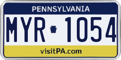 PA license plate MYR1054