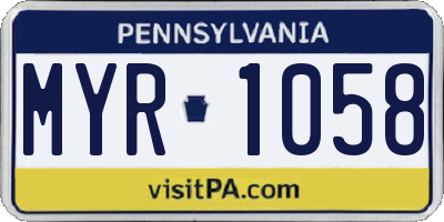 PA license plate MYR1058