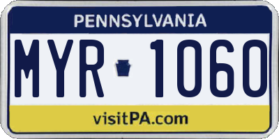 PA license plate MYR1060