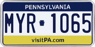 PA license plate MYR1065