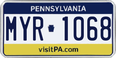 PA license plate MYR1068