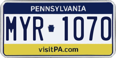 PA license plate MYR1070