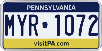 PA license plate MYR1072