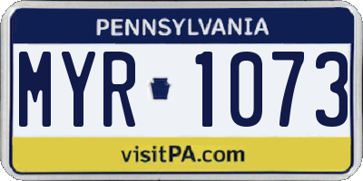 PA license plate MYR1073