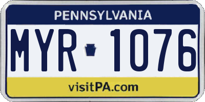PA license plate MYR1076